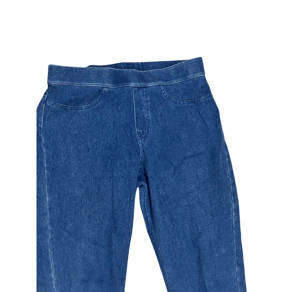 Hue M blue pull on style legging denim look stretch skinny leg euc